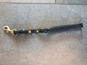 læderhåndtag m/messing karabin