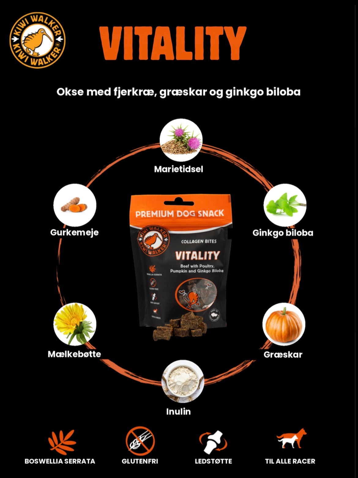 Vitality - Collagen Bites (Græskar og Ginkgo Biloba) - KIWI WALKER