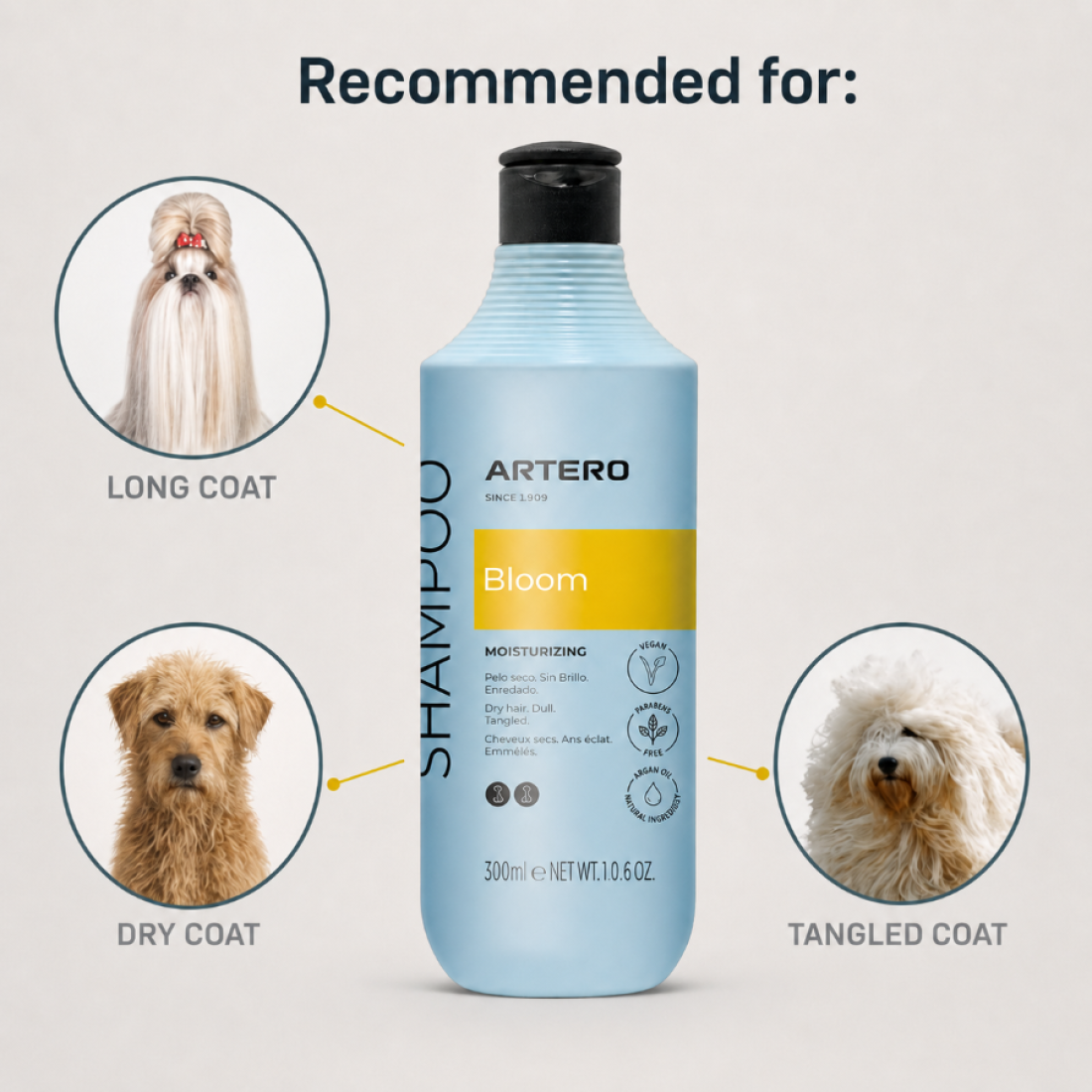 Artero Bloom Fugtgivende & Plejende Hundeshampoo – 300 ml