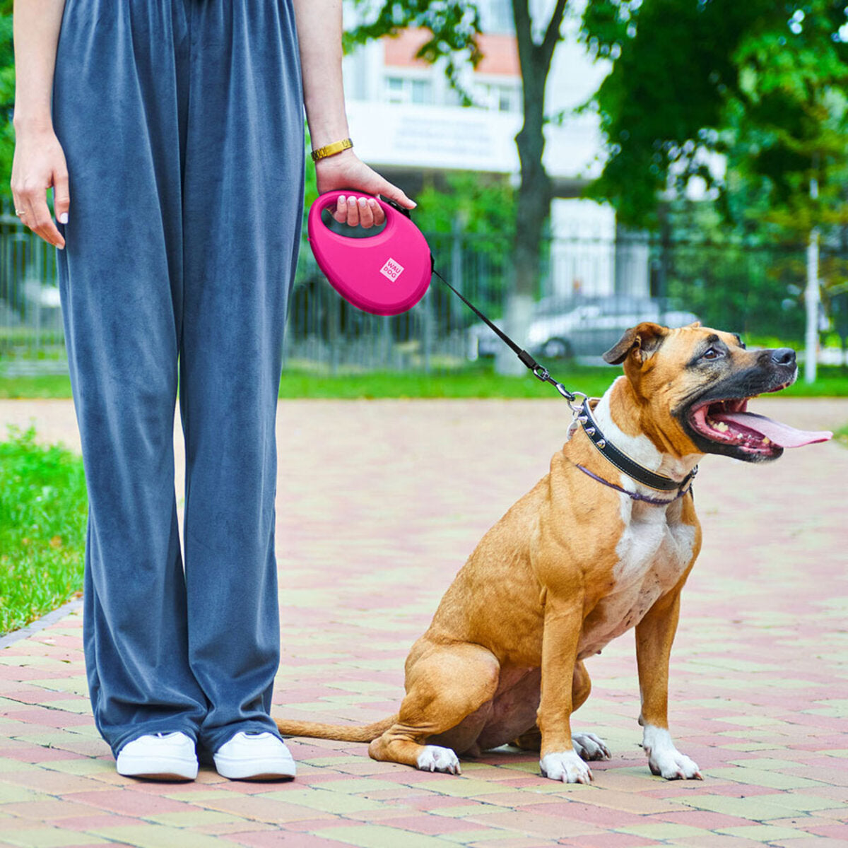 WAU DOG Flexline med poseholder - Pink