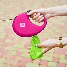 WAU DOG Flexline med poseholder - Pink