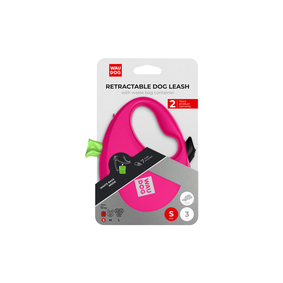WAU DOG Flexline med poseholder - Pink