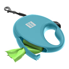 WAU DOG Flexline med poseholder - Blå