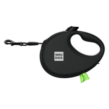 WAU DOG Flexline med poseholder - Sort