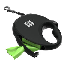 WAU DOG Flexline med poseholder - Sort