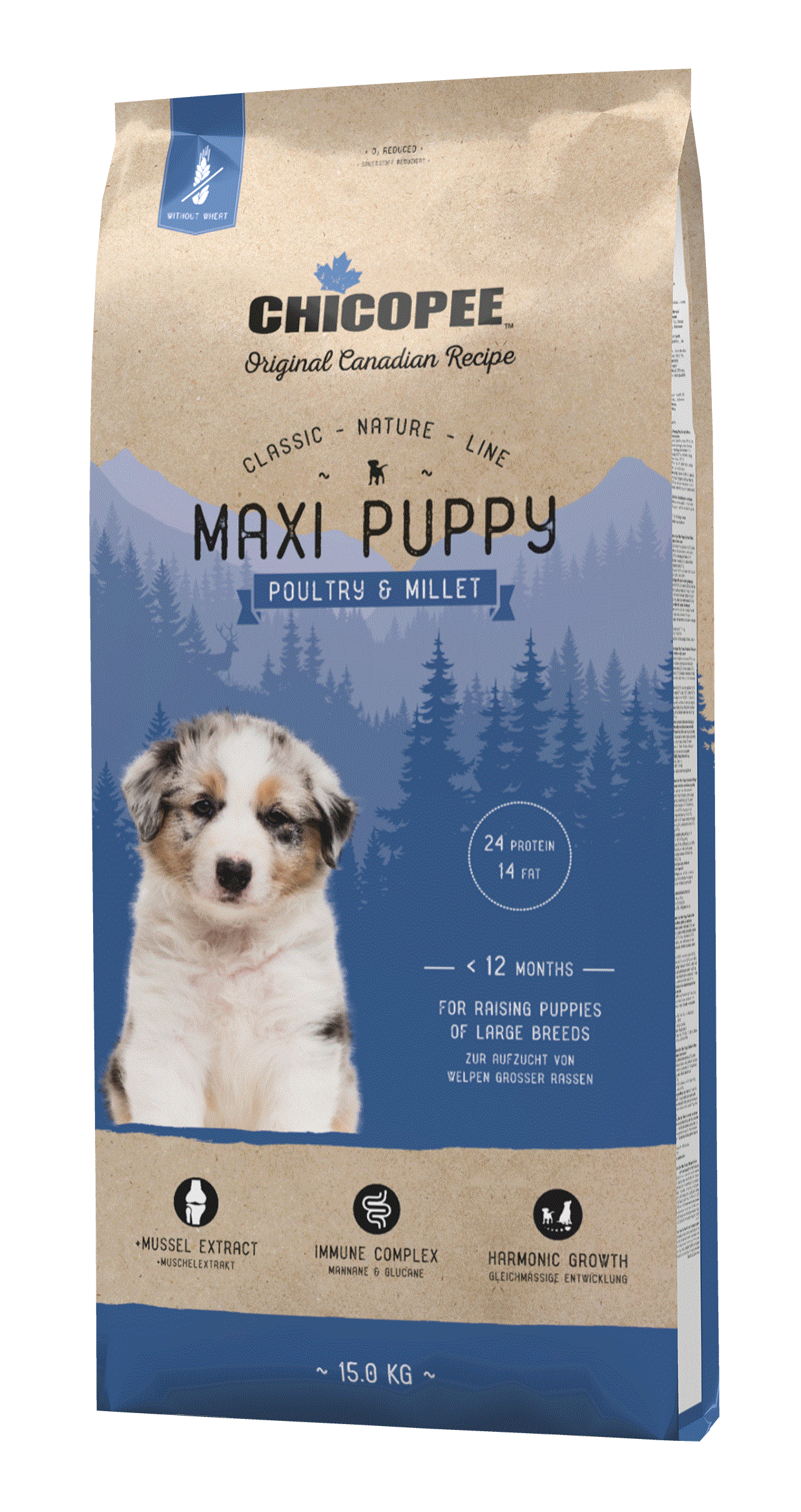 Chicopee Classic Nature Line - Maxi Puppy, Poultry & Millet 15 kg
