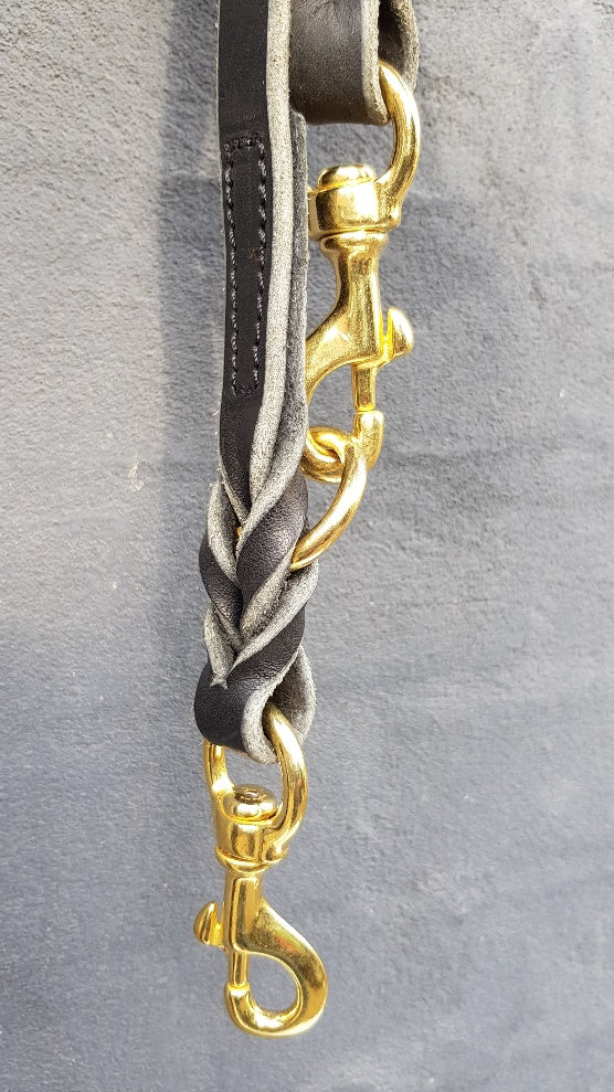 Hundefører line læder dobbelt 180 cm(patrulje rem)