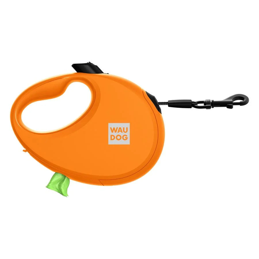 WAU DOG Flexline med poseholder - Orange