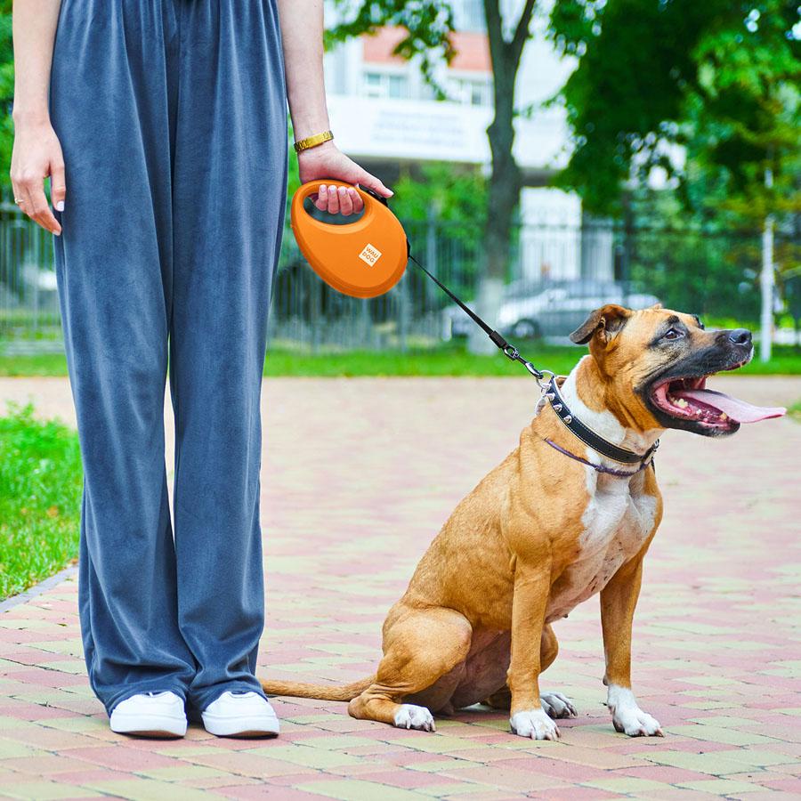 WAU DOG Flexline med poseholder - Orange