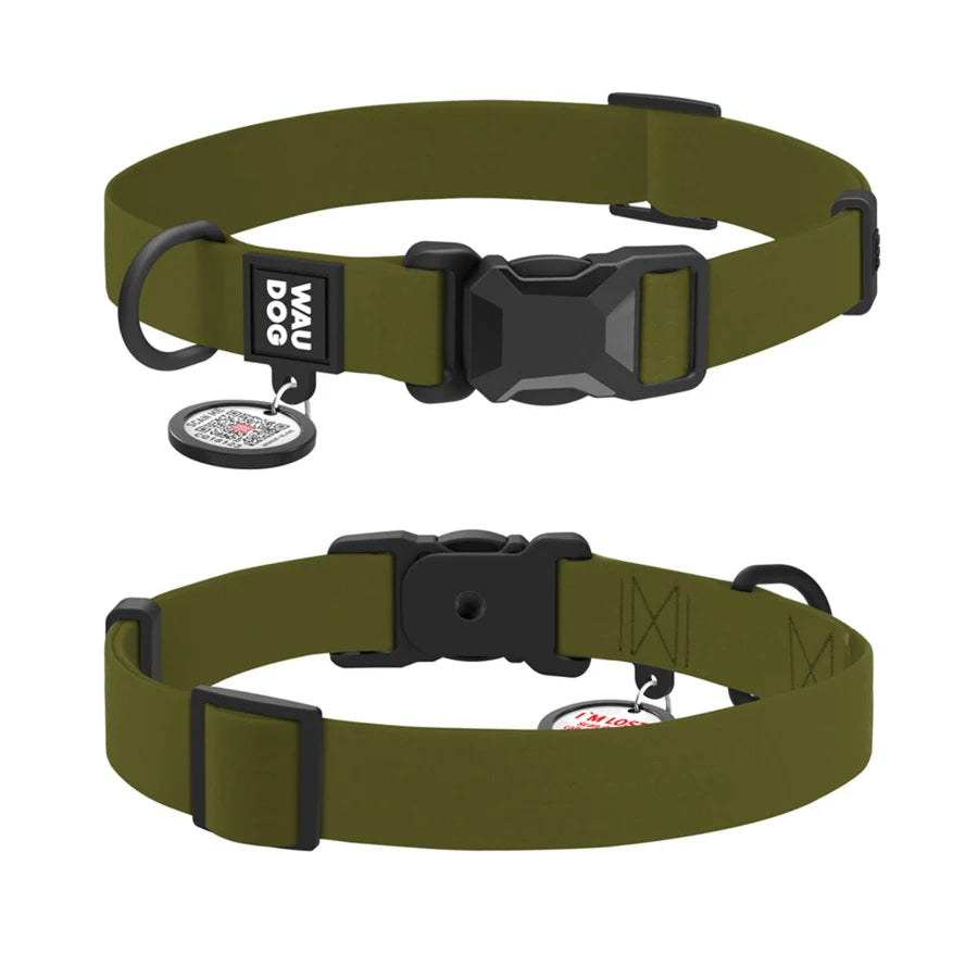 Collartex vandafvisende hundehalsbånd med magnetspænde - WAU DOG Khaki